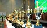 Bộ cúp giải thưởng Tiền Phong Golf Championship sẵn sàng chờ những người thắng giảiẢnh: HỒNG VĨNH