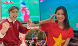 Sao Việt cổ vũ ĐT Việt Nam: Tiến Luật cử đại diện đi "bão", Lan Ngọc nín thở phút bù giờ