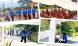Đoàn viên thanh niên tham gia chỉnh trang đền thờ, khu tưởng niệm anh hùng liệt sĩ