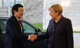 Chủ tịch nước Trương Tấn Sang gặp Thủ tướng Cộng hòa Liên bang Đức Angela Merkel. Ảnh: Nguyễn Khang/TTXVN.