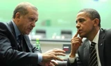 Tổng thống Erdogan (trái) và người đồng cấp Obama trong một cuộc gặp riêng ở Antalya.