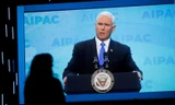 Phó Tổng thống Mỹ Mike Pence phát biểu trong hội nghị của NASA. (Ảnh: Reuters)