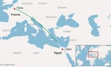 Hành trình bay của phi cơ của Egypt Air. Ảnh: CNN