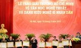 Các tác giả nhận giải thưởng Hồ Chí Minh năm 2012