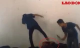 Hình ảnh ghi lại em T bị các bạn đánh (Ảnh cắt từ clip)