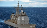 Tàu khu trục trang bị tên lửa dẫn đường USS Vicksburg của Mỹ tham gia tập trận tại Biển Đen. (Nguồn: AFP) 