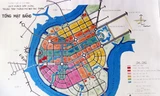 Bản đồ quy hoạch tổng mặt bằng Khu đô thị Thủ Thiêm lập năm 1995 (một trong 13 bản đồ TP HCM trình Thủ tướng) được ông Thanh lưu giữ. Ảnh: Hữu Nguyên. 