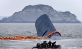 Hiện trường phà Sewol bị chìm. Ảnh: BBC
