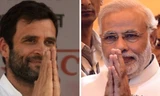 Rahul Gandhi (trái) and Narendra Modi