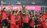  HLV Park Hang Seo ăn mừng chức vô địch AFF Cup 2018. Ảnh: Như Ý