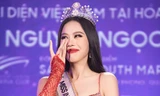 Á hậu Ngọc Hằng bật khóc khi nhận sash ở Hoa hậu Liên lục địa 