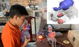 Mô hình máy trợ thở do nhóm sinh viên Khoa Cơ điện - điện tử Trường đại học Lạc Hồng nghiên cứu và chế tạo.