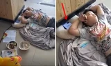 Em học sinh lăn ra ngủ say sưa dù đang thi online, bố còn giúp thanh minh với cô giáo