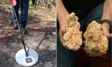 Dùng máy dò kim loại giá rẻ để dò chơi, ai ngờ tìm được cục vàng trị giá gần 4 tỷ