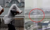 Video chuyến bay duy nhất hạ cánh thành công ở sân bay Hong Kong giữa bão Saola