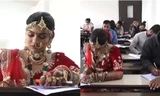 Ngày cưới trùng kỳ thi ở trường đại học, cô dâu Ấn Độ bê nguyên bộ đồ cưới đi làm bài thi