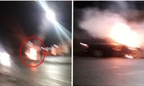 Một người gọi số khẩn cấp khi nhìn thấy xe taxi bị cháy, quá bất ngờ khi biết ai ở trong xe