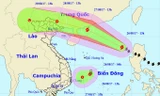 Vị trí, hướng di chuyển của bão số 7 và áp thấp nhiệt đới (Ảnh: NCHMF).