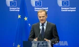 Chủ tịch Hội đồng châu Âu Donald Tusk tại cuộc họp báo ở Brussels, Bỉ ngày 9/11/2016. Ảnh: AP/TTXVN
