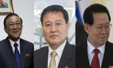 Từ trái sang, Ji Jae-ryong, Ja Song-nam và Kim Hyong-jun, lần lượt là đại sứ Triều Tiên tại Trung Quốc, Liên Hợp Quốc và Nga. Ảnh: AP.