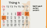 Công chức, viên chức nghỉ 1 ngày trong Lễ Giỗ tổ Hùng Vương 2017. 