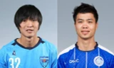 Tuấn Anh (trái) và Công Phượng trong màu áo CLB tại Nhật Bản