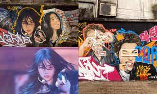 Sau Martin CORTIS đến Karina aespa "lên tường" góc phố Yên Phụ với graffiti chất