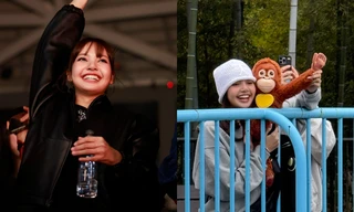 Lisa khoe hình gặp khỉ Punch "cưng xỉu", xinh yêu tại set diễn của Bad Bunny