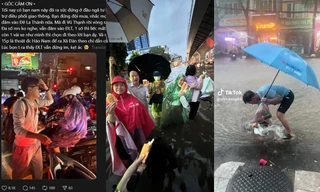 Khoảnh khắc ấm lòng giữa lúc Hà Nội ngập nặng: Chia sẻ đồ ăn, lộ diện "người hùng"