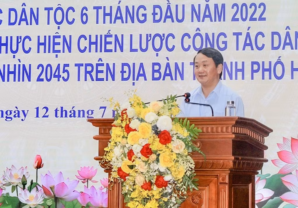 Bộ trưởng, Chủ nhiệm UBDT Hầu A Lềnh phát biểu chỉ đạo tại Hội nghị. Ảnh: Báo Dân tộc