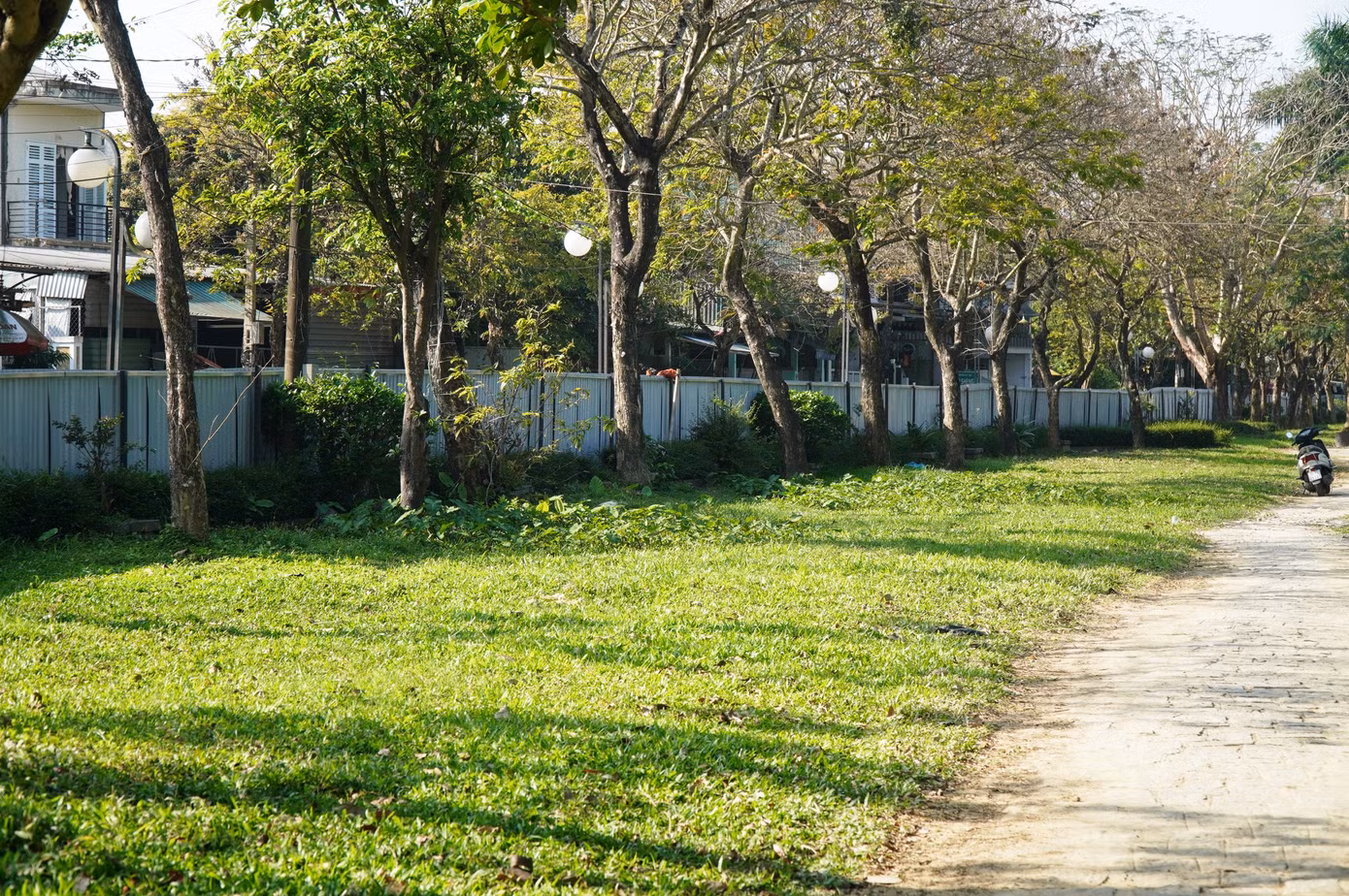 Cảnh quan, không gian đơn điệu bên trong công viên.