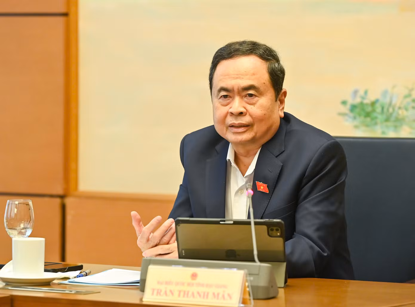 Chủ tịch Quốc hội Trần Thanh Mẫn phát biểu tại phiên họp. Ảnh: Như Ý