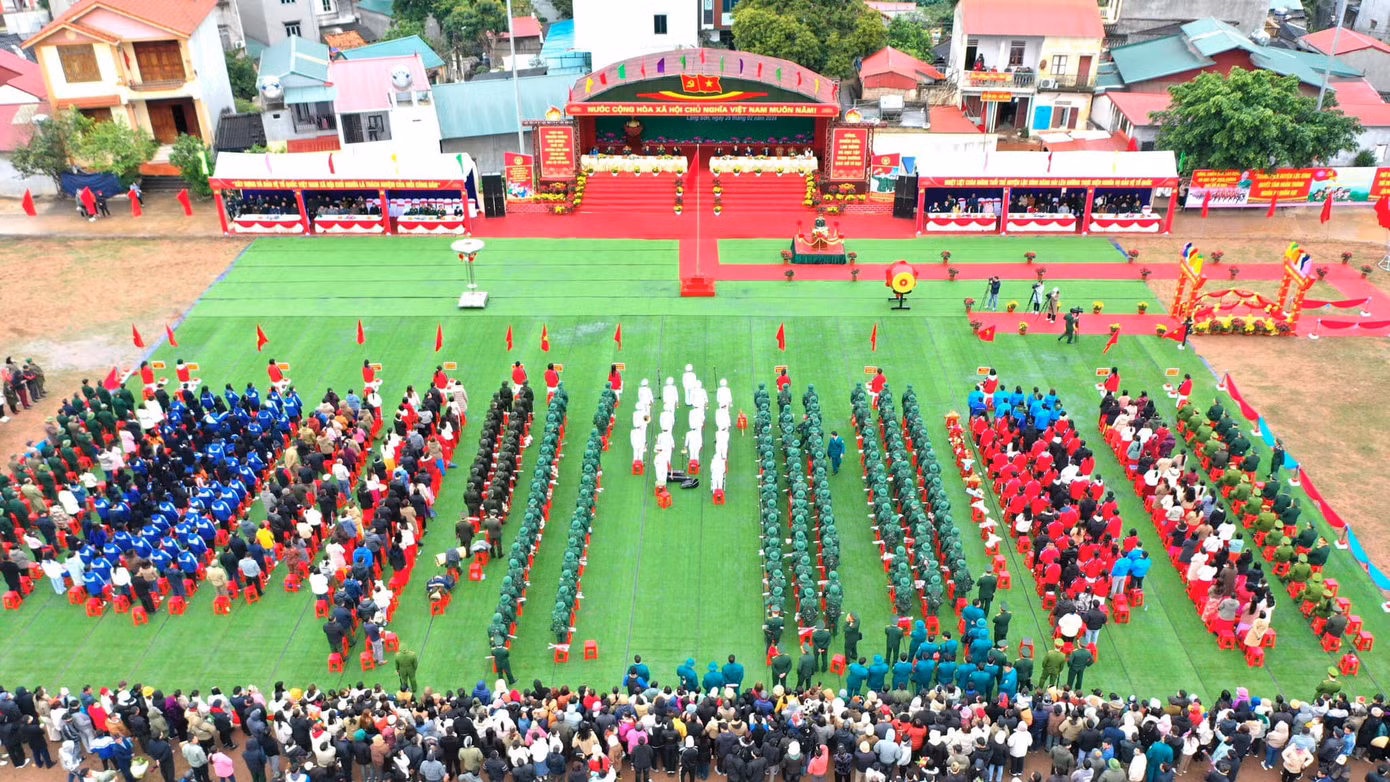 Quang cảnh giao nhận quân 2024 trên địa bàn tỉnh Lạng Sơn.