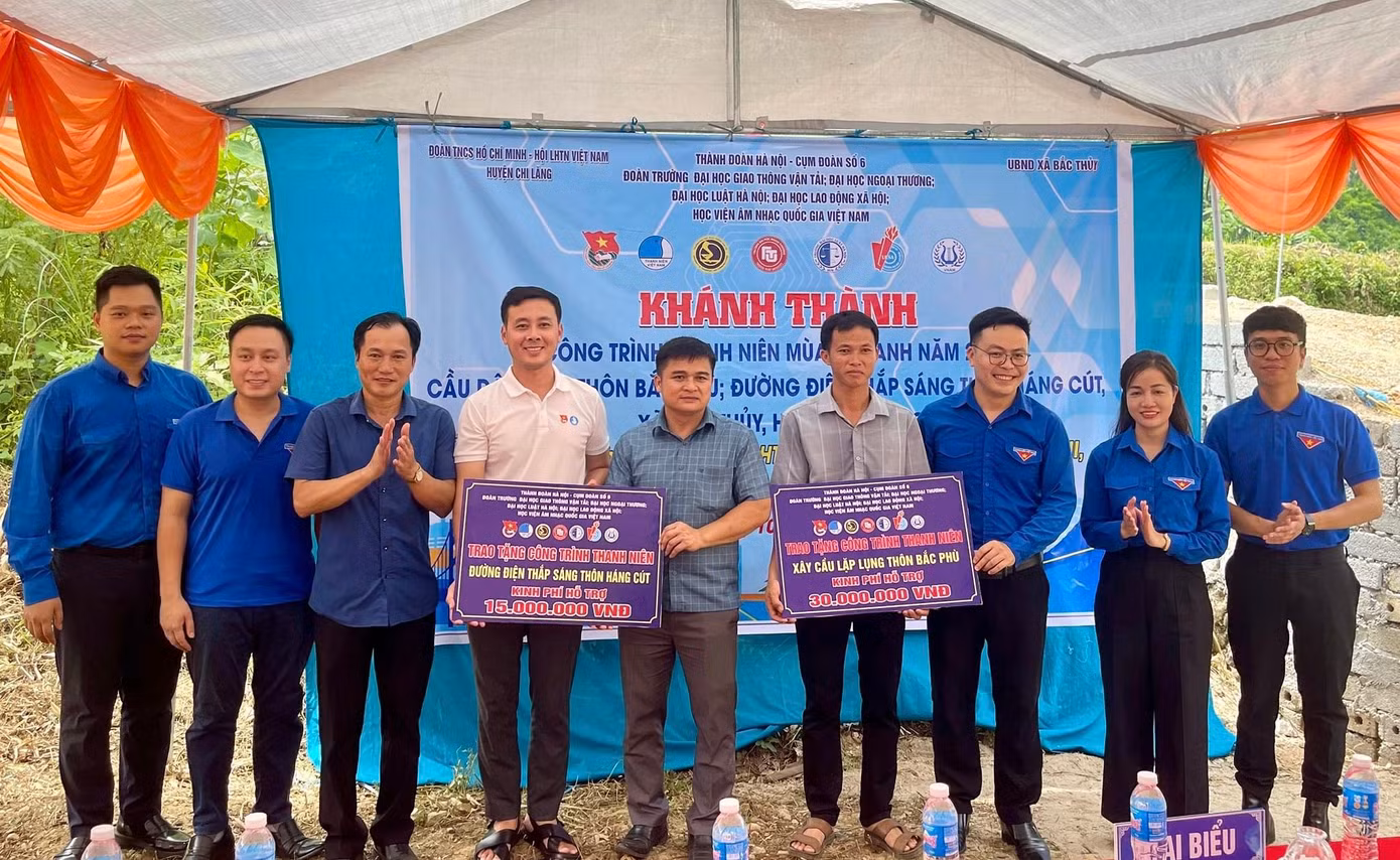 Trao biển hỗ trợ xây dựng cầu và đường điện thắp sáng đường thôn. Trao biển hỗ trợ xây dựng cầu và đường điện thắp sáng đường thôn.