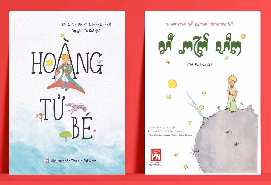 Phiên bản Hoàng tử bé bằng tiếng Việt và tiếng Chăm. Phiên bản Hoàng tử bé bằng tiếng Việt và tiếng Chăm.
