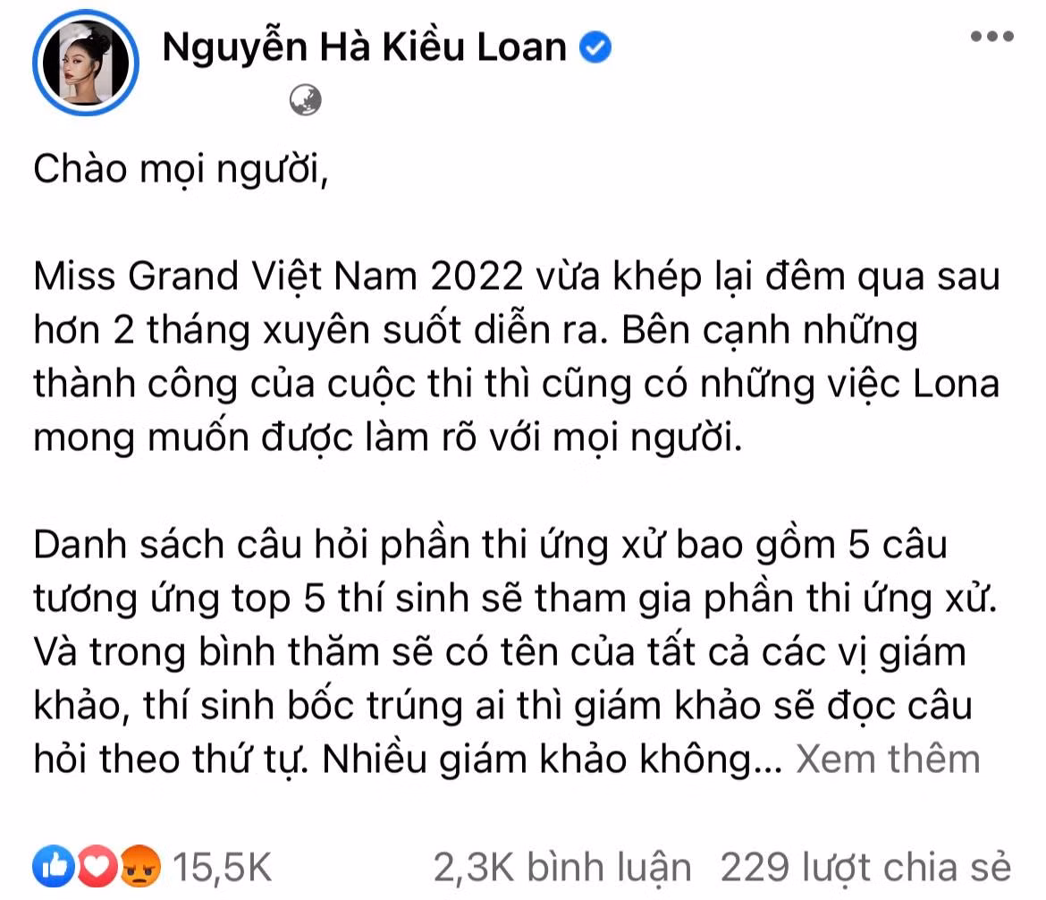 Lona Kiều Loan lên tiếng về ồn ào và nhận được nhiều sự quan tâm của dư luận. Lona Kiều Loan lên tiếng về ồn ào và nhận được nhiều sự quan tâm của dư luận.