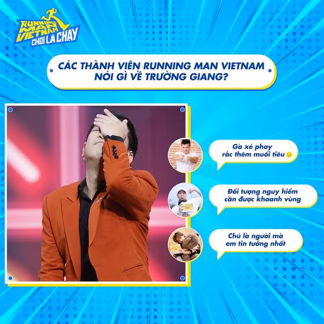 Dù quen thuộc trong hàng loạt show truyền hình nhưng ở Running Man Việt Nam, Trường Giang vẫn là một ẩn số. Dù quen thuộc trong hàng loạt show truyền hình nhưng ở Running Man Việt Nam, Trường Giang vẫn là một ẩn số.
