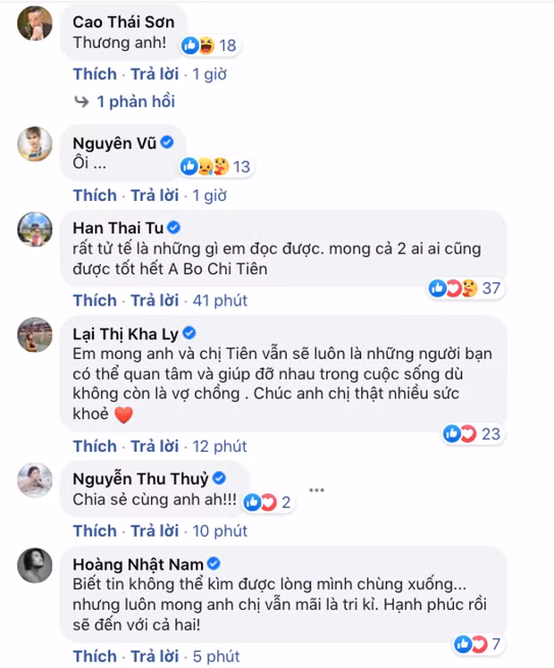 Phản ứng của sao Việt trước tin ly hôn của đàn anh thân thiết.
