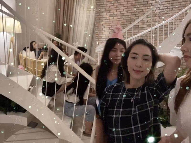 Chiếc cầu thang xoắn là điểm nhấn cho ngôi biệt thự của cặp sao.