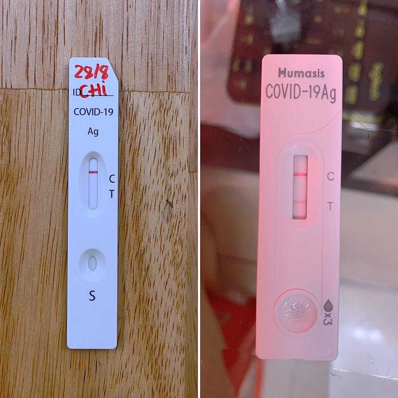 Ca sĩ chia sẻ kết quả test nhanh giữa 2 ngày 15/8 và 28/8 lên mạng xã hội.