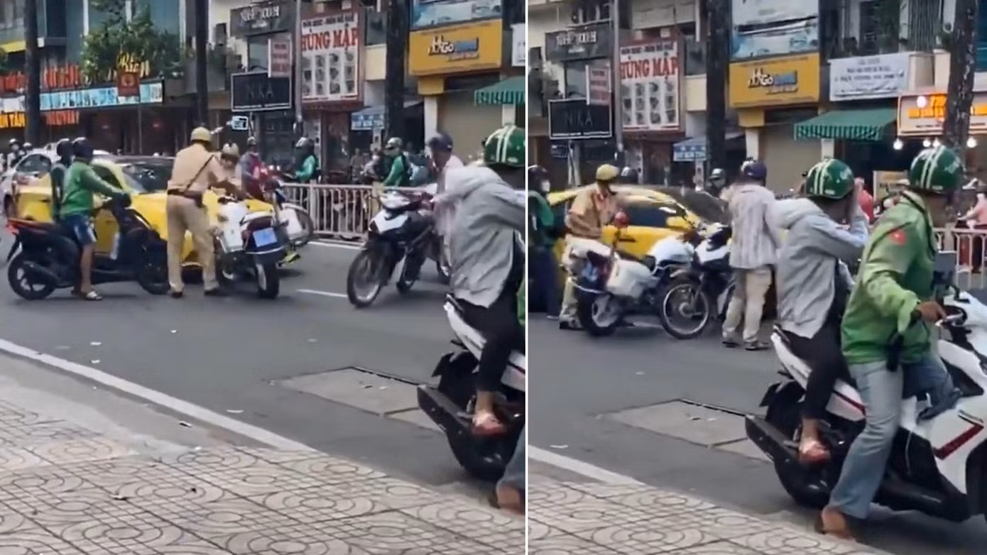 Hình ảnh vụ việc được chụp lại từ đoạn video clip đang lan truyền trên mạng xã hội. Hình ảnh vụ việc được chụp lại từ đoạn video clip đang lan truyền trên mạng xã hội.