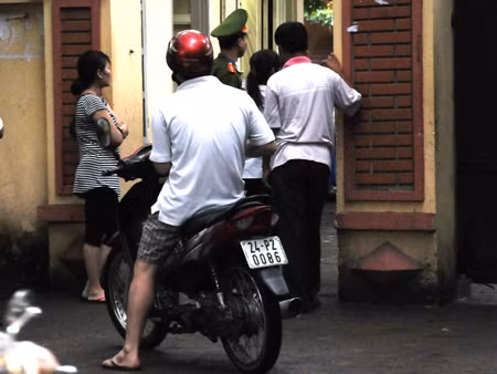 Điểm thi trường THCS Khương Đình sáng 9/7. Ảnh: Tuấn Nguyễn