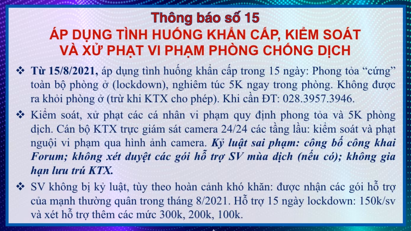 Thông báo của KTX ĐH Bách khoa TPHCM Thông báo của KTX ĐH Bách khoa TPHCM