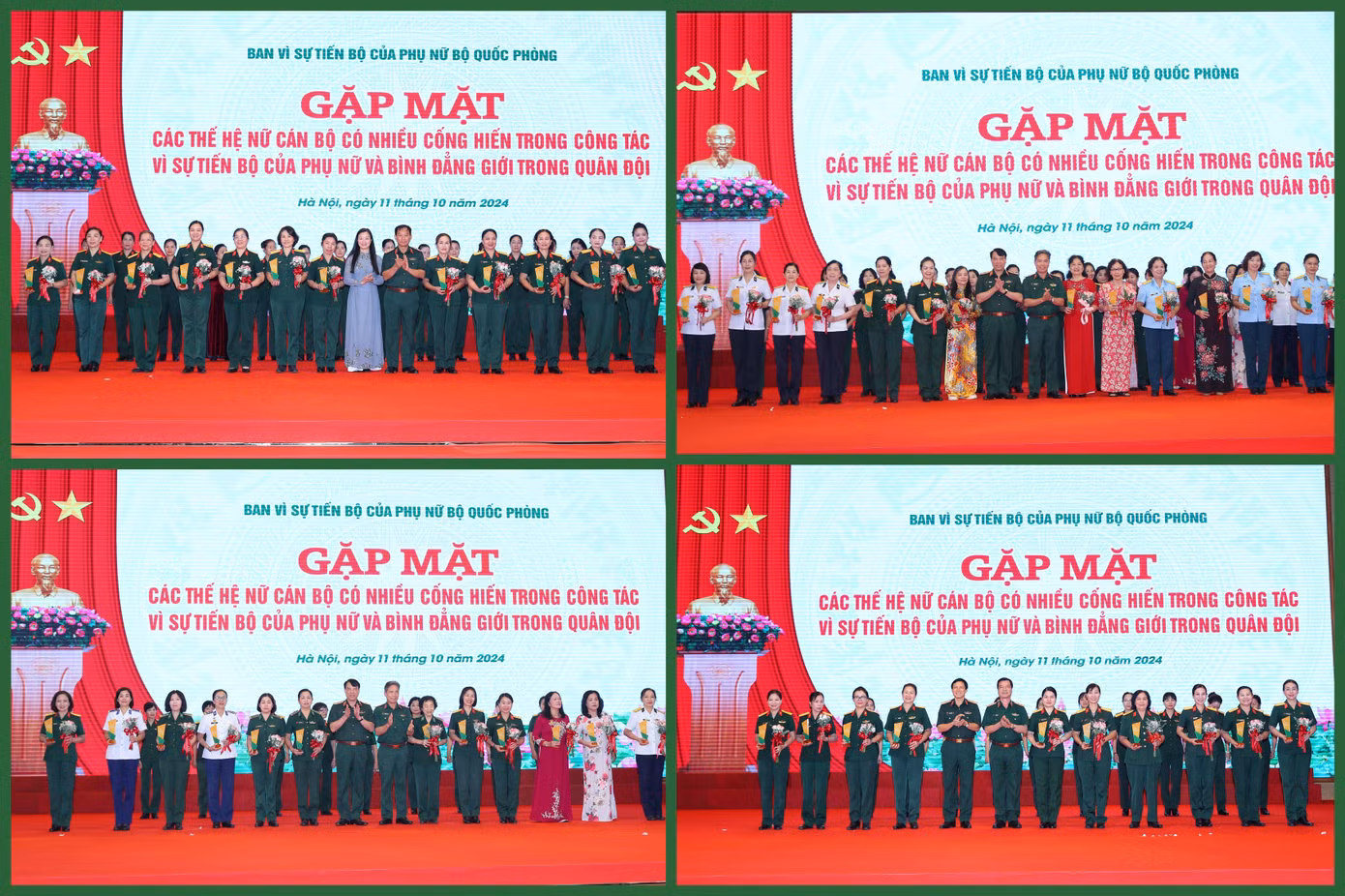 Trao biểu trưng tặng các thế hệ chỉ huy Ban Phụ nữ, nữ cán bộ, nhân viên chuyên trách công tác phụ nữ ở các cơ quan, đơn vị trong toàn quân.