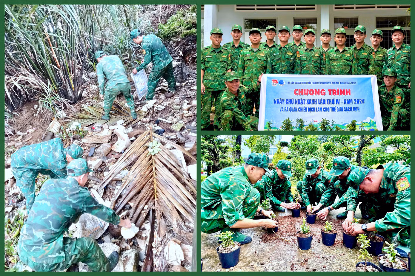 Chương trình Ngày Chủ nhật xanh và ra quân chiến dịch "Làm cho thế giới sạch hơn" của tuổi trẻ Bộ đội Biên phòng Tiền Giang. Chương trình Ngày Chủ nhật xanh và ra quân chiến dịch "Làm cho thế giới sạch hơn" của tuổi trẻ Bộ đội Biên phòng Tiền Giang.
