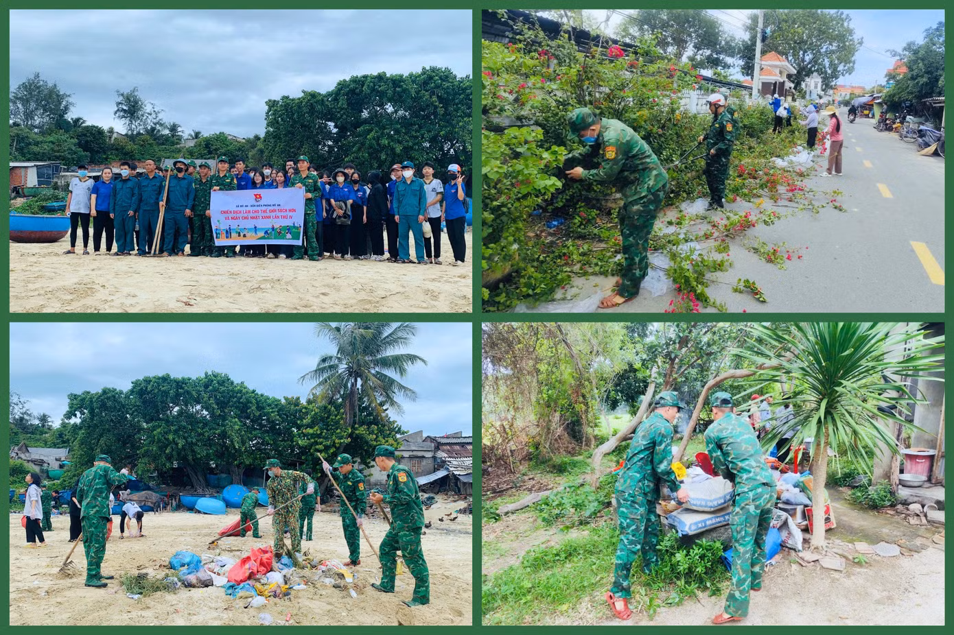 Đoàn viên thanh niên lực lượng Biên phòng Bình Định thu gom rác thải, làm đẹp cảnh quan môi trường trong Ngày Chủ nhật xanh. Đoàn viên thanh niên lực lượng Biên phòng Bình Định thu gom rác thải, làm đẹp cảnh quan môi trường trong Ngày Chủ nhật xanh.