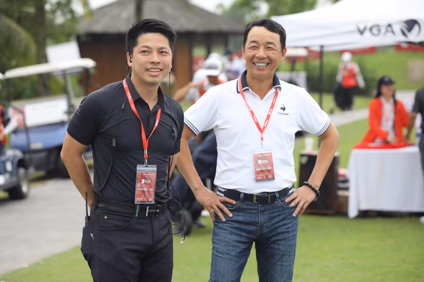 Ông Nguyễn Thái Dương và Tổng thư ký Hiệp hội Golf Việt Nam Lê hùng Nam tại giải Vô địch Golf Quốc gia 2022 - Cúp VinFast.