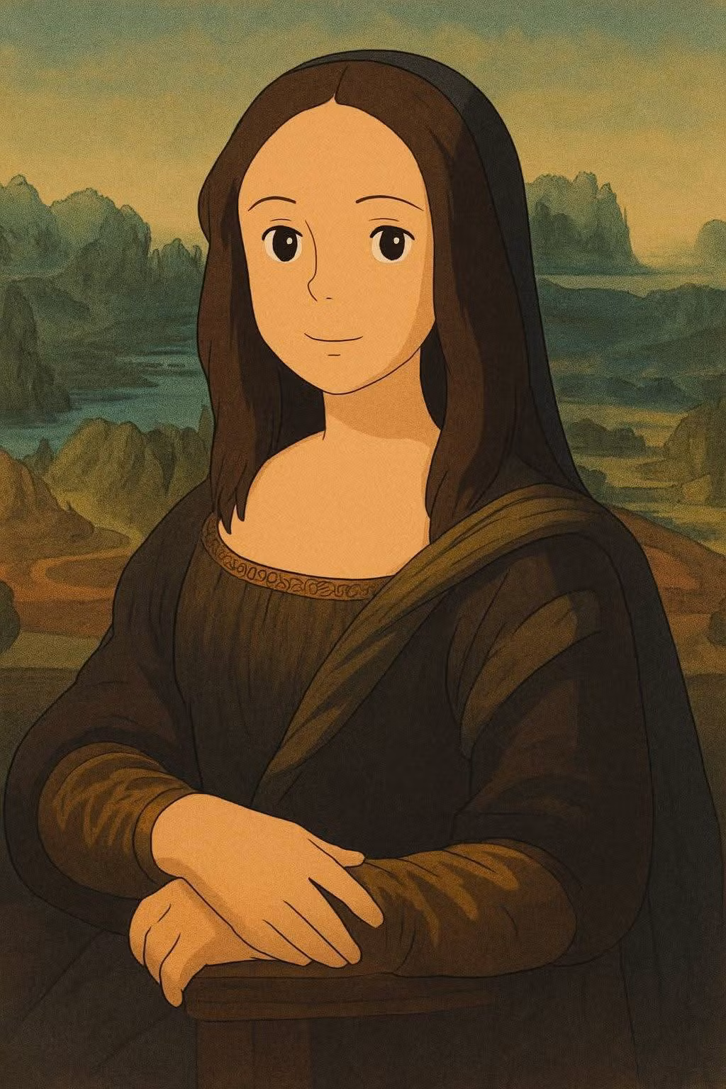 Bức tranh Nàng Mona Lisa theo phong cách hoạt hình Ghibli. (Ảnh: Mạng xã hội)
