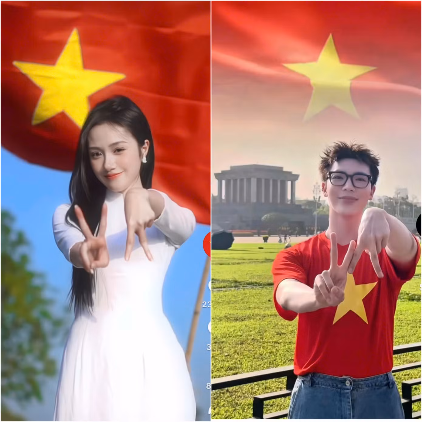 Các TikToker và nghệ sĩ nổi tiếng tham gia trào lưu. (Ảnh chụp màn hình)