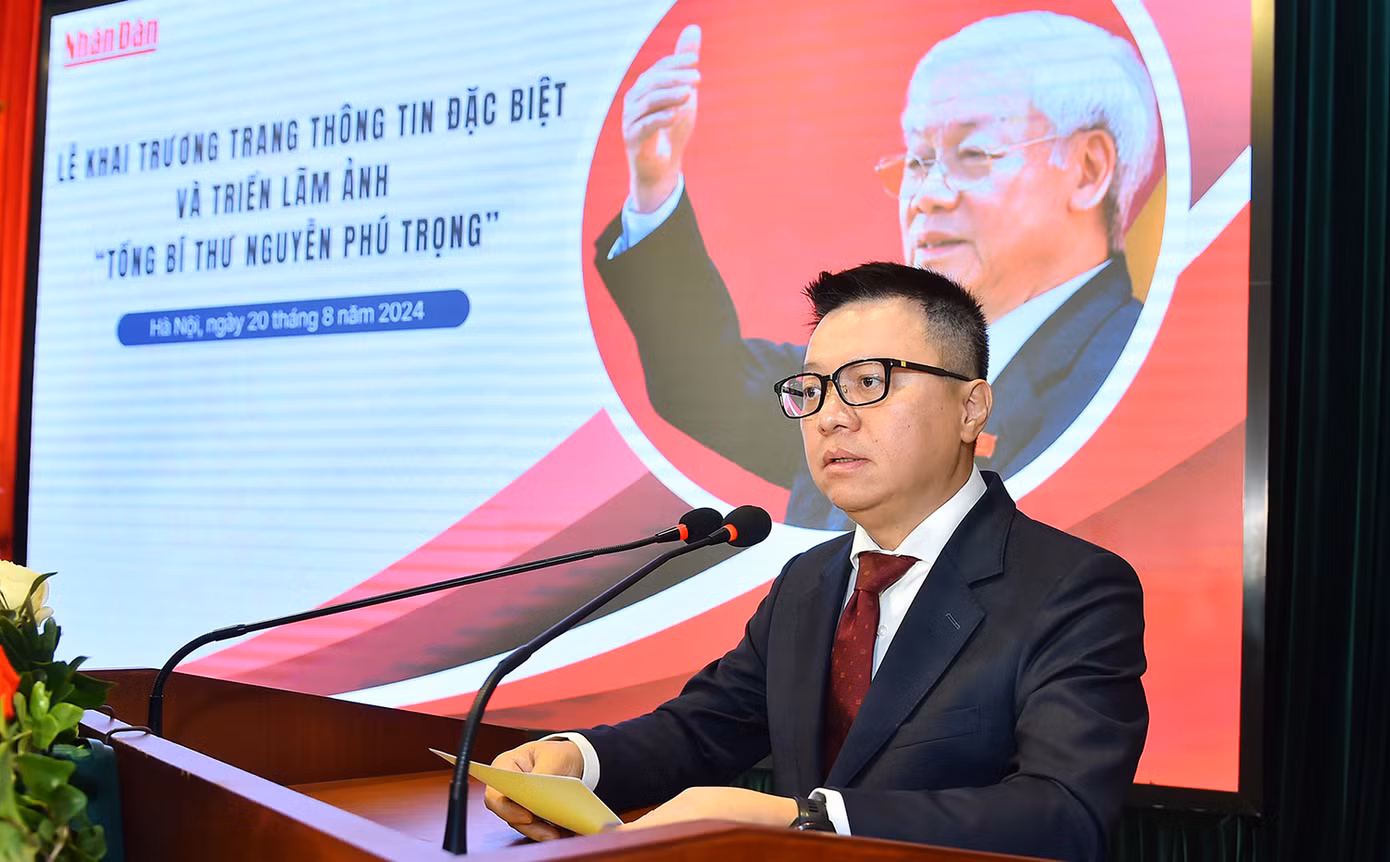 Tổng Biên tập Báo Nhân Dân Lê Quốc Minh phát biểu tại buổi lễ. Ảnh: Nhật Minh. Tổng Biên tập Báo Nhân Dân Lê Quốc Minh phát biểu tại buổi lễ. Ảnh: Nhật Minh.
